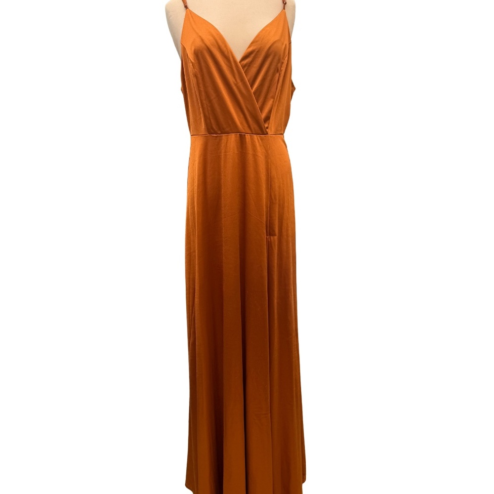 NWT Rust Orange Satin Maxi Dress